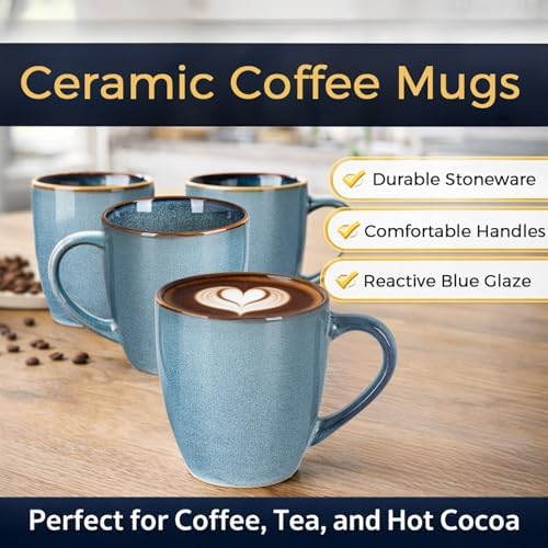 GBhome Ceramic Coffee Mugs Set of 6, 12oz Stoneware Coffee Mugs Set For Dad Mom Women MEN, Light Weight Ceramic Coffee Cups for Latte/Tea/Beer/Hot Cocoa, Dishwasher & Microwave Safe - Image 3