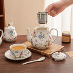 Floral Small Teapot With Infuser，24oz Ceramic Tea Pot for Blooming Loose Leaf Tea, Coffee,Milk (Multicolor Floral) - Image 4