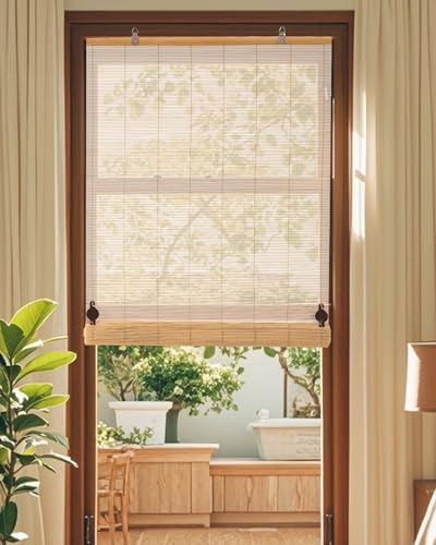 32" W x 72" H Cordless Bamboo Roller Shades for Interior, Natural by Chryeiiu