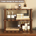 Wooden Mug Holder Countertop, 3 Tier Coffee Cup Holder Mug Display Coffee Mug Organizer Mug Rack for Coffee Station Organizer Mug Shelf for Cabinet for Kitchen, Home,30cm - Image 3