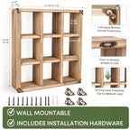 9 Slot Coffee Mug Display Rack - 17in Wall Mounted(Brown) - Image 2