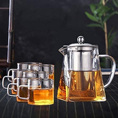 DKULMN Square Glass Teapot, Elegant Square Glass Teapot Removable Infuser, Stovetop Safe Glass Tea Kettle with Heat Resistant for Loose Leaf Tea, Gift for Tea Maker,750ml - Image 2