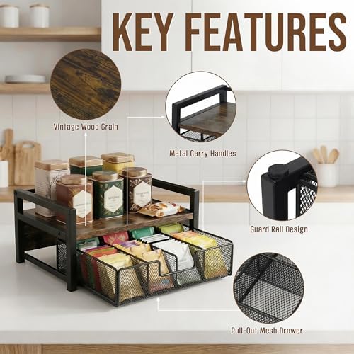 Tea Bag Organizer for Countertop with 8-Slot Drawer - Image 5
