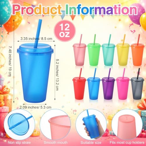 Honeydak 45 Pcs Reusable Plastic Tumbler with Lid&Straw,Glitter,Transparent - Image 3