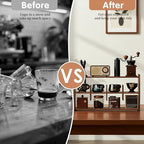 Coffee Cup Holder for Countertop Walnut Wood Coffee Mugs Holder for Kitchen Mug Display Rack (3-Tier Walnut wood A) - Image 5