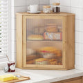 Kitsure Wooden Corner Bread Box for Kitchen Countertop, Large, Natural by Kitsure