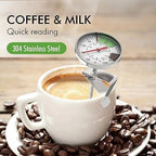 5 Inch Dial Probe Thermometer 0-100 °C Milk Coffee Thermometer Instant Read Stainless Steel Kitchen Food Cooking Milk Coffee (Color : Black) - Image 3