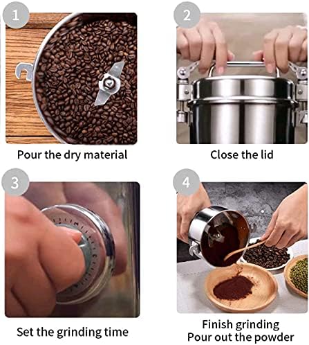 Grain Mill Grinder 750g High Speed Electric Stainless Steel Grinder Cereals Corn Flour Pulverizer Powder Machine for Dry Spice Herbs Grains Coffee Rice Pepper - Image 6