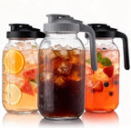 3 Pack 64 oz Pitchers with Lids, Half Gallon Glass Drink Pitchers by Nobityop