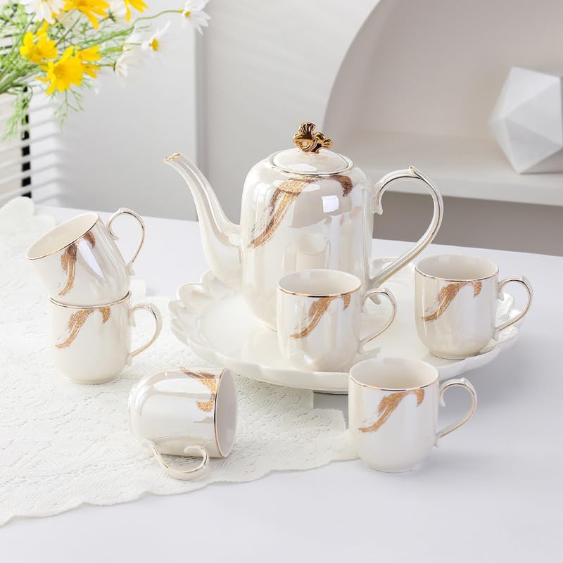 Water Pitcher Ceramic Water Set Household Cold Kettle Teacup Water Cup with Stand Water Set Gift Water Jug - Image 3