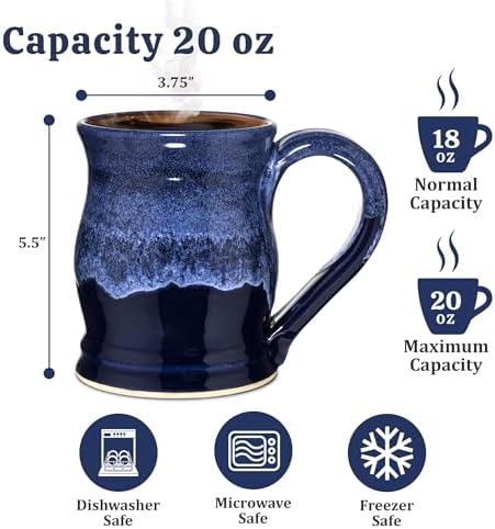 20oz Barrel Coffee Mug Handmade in the USA (Glossy Black/Green) - Image 4