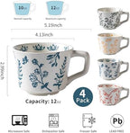 Ceramic Mugs 11 oz Unique Luxurious Cups Set of 4, Mug for Coffee Milk Latte Cappuccino Tea, Office Home Dishwasher Microwave Freezer Safe Stoneware Handmade Minimalist Mixed Cup - Image 2