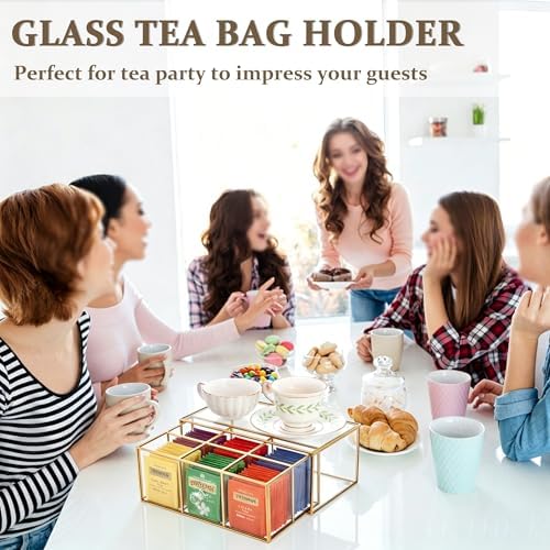 Glass Tea Bag Organizer with Drawer, Clear Teabag Holder Counter - Image 4