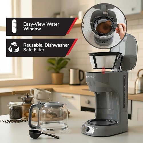 MUELLER HOME 12-Cup Drip Coffee Maker, Gray - Image 5