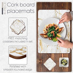 Set of 4 Heat Resistant Cork Placemats for Dining Table with Free Set of 4 Matching Drink Coasters Marble Design 16 x 12 Inches Cork Backed Hard Placemats (Foiled Gold) - Image 4