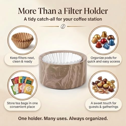 Marble Coffee Filter Holder 6 inch Handmade Brown - Image 6