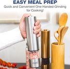 Eparé Bundle: Salt and Pepper Grinder & Copper Salt or Pepper Grinder - Battery Operated Ceramic Burr Peppermill - Stainless Steel - Powerful Mill With LED Light - Image 3