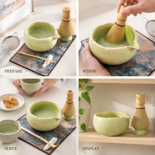Ceramic Matcha Bowl Set with Bamboo Whisk, 8-Piece Tea Ceremony Gift - Image 7