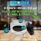ICE N COLD Kitchen and Laundry Storage Glass Jar – Wide Mouth Round Glass Storage Container with Black Steel Lid and Chalkboard Label - 2 Sticks of Chalk Included (6, 3L | 101oz | 0.8 Gallon) - Image 3