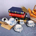 fanquare Blue Flowers Porcelain Tea Set Service for 6 - Image 6