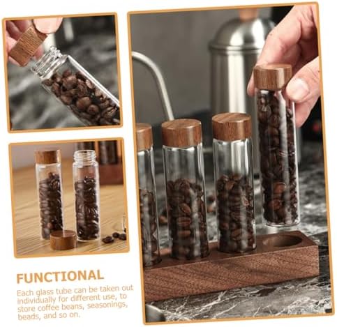 Coffee Bean Storage Tubes with Wood Stand, 6 Pack Glass Vials for Display - Image 7