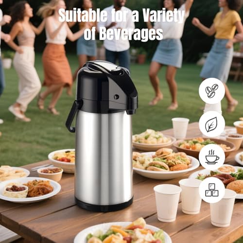 PARACITY Coffee Carafe with Pump, 84.5 oz Stainless Steel Airpot Dispenser - Image 7