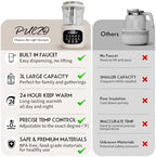 PULZO 3L Electric Kettle with Tap & Tea Infuser, Multi-functional Glass Beverage Dispenser, 6/24H Keep Warm, Temperature Control, Power Adjustment, Portable Beverage Machine for Indoor Outdoor - Image 5
