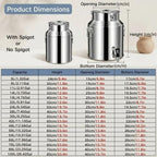1-26 Gallon Stainless Steel Drink Dispenser Jug Milk Bucket with Faucet - Image 3