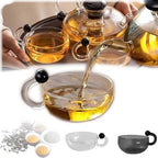 Premium Heatable Glass Teapot Set with Electric Ceramic Stove Infuser for Loose Leaf Tea(Gray,Rat-tailed Pot+electric ceramic stove) - Image 7