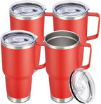 30 oz Stainless Steel Tumblers Bulk with Handle and Lid, 4 Pack by CoolYoleb