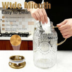 Amzcku Glass Pitcher with Lid, 101 oz/ 3 Liter Vintage Water Pitcher,Water Carafe for Cold Brew, Coffee, Lemonade, Iced Tea,Beverage, Heat Resistant Water Glass Jug 1Pack - Image 5