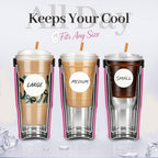 28 oz Iced Coffee Tumbler with Leak-Proof Lid – Stainless Steel Vacuum Insulated Travel Mug & Sleeve, Keeps Drinks Hot or Cold (Pink) - Image 2