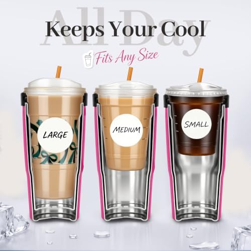 28 oz Iced Coffee Tumbler with Leak-Proof Lid – Stainless Steel Vacuum Insulated Travel Mug & Sleeve, Keeps Drinks Hot or Cold (Pink) - Image 2