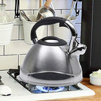 Creative Home Crescendo Stainless Steel Whistling Tea Kettle with Aluminum Capsulated Bottom for Even Heat Distribution, 3.1 Quart, Brushed Finish - Image 2