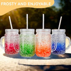 Lily's Home Old Fashioned Glasses with Lids Straws and Handles, 16 oz Set of 4 – Clear Acrylic Tumbler Cups with Color Accents, Reusable Party Drinkware for BBQ, Poolside, Outdoor Events & Home Bar - Image 5