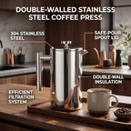 AMONIDA Stainless Steel French Press Coffee Maker 1000ml - Image 2