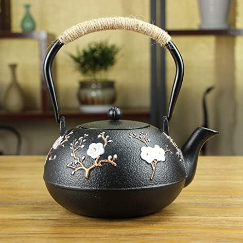 Tea Kettle,1.2L Cast Iron Teapot in Japanese Style,Tetsubin Tea Kettle with Stainless Steel Infuser,Die Casting Pattern Stove Safe Kettles,Iron Teapots(Color:M) (Size : N) by Unknown
