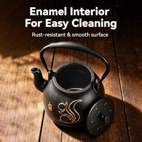 Cast Iron Teapot 34oz (1000ml) with Infuser, Black - Image 2