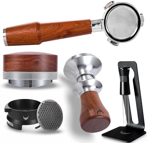 Breville Barista Express Accessories Kit 54mm Bottomless Portafilter, Stainless Steel Coffee Distributor, Tamper, Dosing Funnel, WDT Tool and Puck Screen by KNODOS