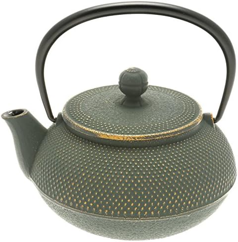 Iwachu Japanese Iron Tetsubin Teapot with "Bronze" Hobnail, Gold/Patina Green by Iwachu