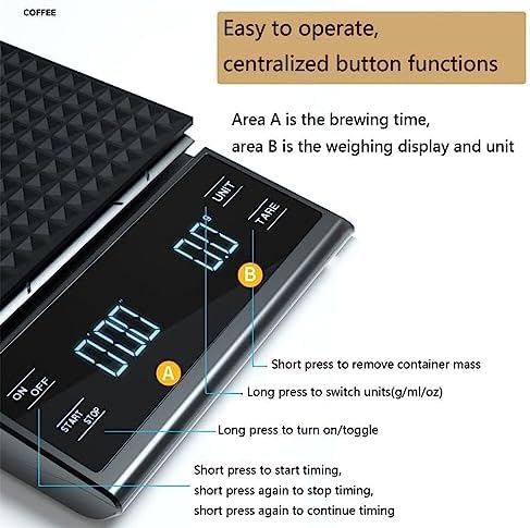 JSEIAJB Digital Kitchen Coffee Scale Timer High Precision Pour Over Drip Espresso LCD Display - Image 4