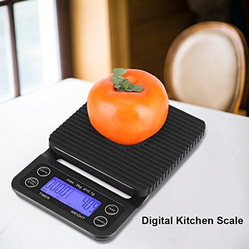 Fdit Digital Kitchen Food Scale with Timer, 3KG/0.1g, LCD Display, Bluish Violet Backlight, Anti-Slip Silicone Pad, Tare Function - Image 7