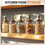Suclain 6 Pack 24 oz Glass Spice Jars with Dark Wood Lids Vintage Canisters with Flower Pattern Airtight Food Storage Container for Home Kitchen Tea Coffee Spice Pantry Organization Decorations - Image 4