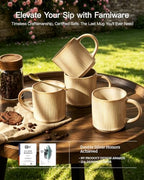 famiware Coffee Mug Set of 8, Star 12 oz Ceramic Mugs Cups Set with Handle - Image 5