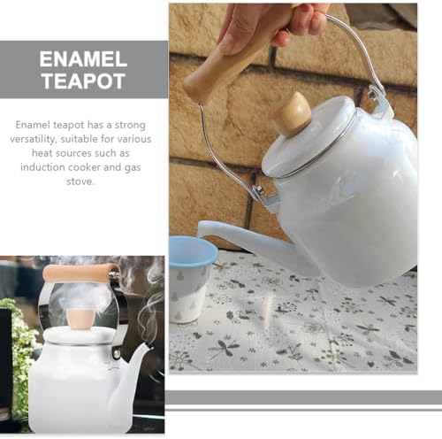 BESTOYARD Enamel Tea Kettle Whistling Tea Kettle Stovetop Thickened Boiling Water Pot for Gas and Induction Cooktops 9.84 X 5.90 X 5.90 in Home Office Restaurant - Image 2