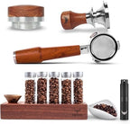 Breville Compatible Espresso Accessories Kit 54mm Adjustable Distributor, Spring Loaded Tamper, Open Portafilter, Coffee Bean Cellar, and RDT Dosing Cup Set by KNODOS