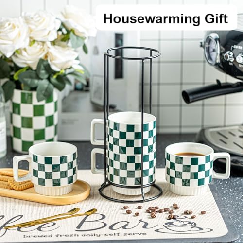 Miamolo Coffee Mugs with Stand and Spoons, Stacking Space-saving - Image 5