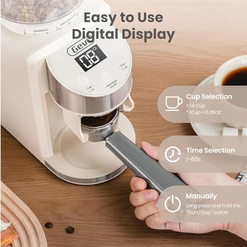 Gevi Burr Grinder,35 Grind Espresso Drip French Press,Anti-Static Beige - Image 2