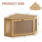 WOWLIVE Corner Bread Box, Bamboo Bread Storage with Acrylic Wavy Door - Image 3