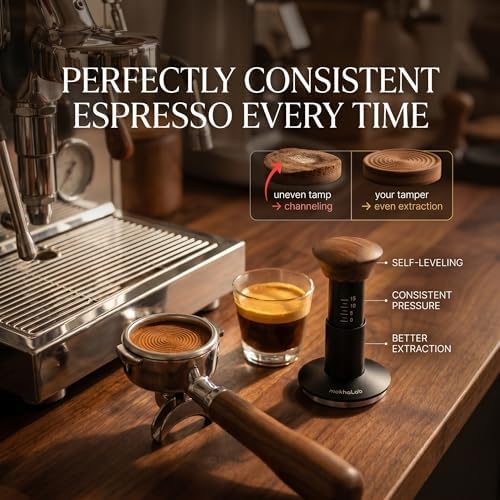 58mm Calibrated Espresso Tamper – 30lb Spring Loaded, Self-Leveling Coffee Tamper with Wood Handle Fits 58mm E61, Gaggia, La Marzocco - Image 3